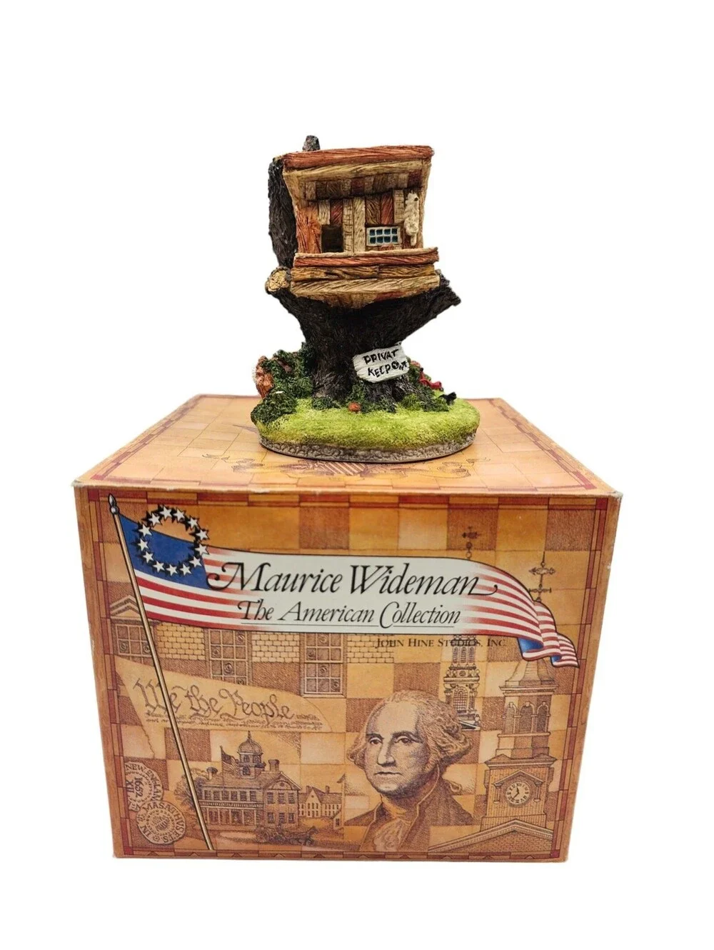 John Hine Tree House Figurine in Box AC-037 EUC Maurice Wideman